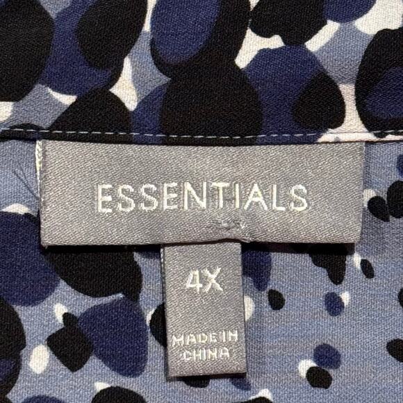 Top 3/4 Sleeve Abstract Smart Casual Workwear Classic Contemporary Blue White 4X - Picture 3 of 7